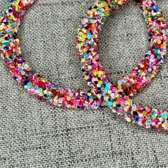 Confetti Glitter Gold Hoop Earrings Multi Color Nwt - Picture 6 of 8